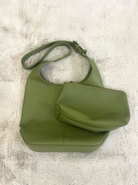 Korean Boutique Soft Olive Green Hobo Shoulder Bag with Removable Pouch